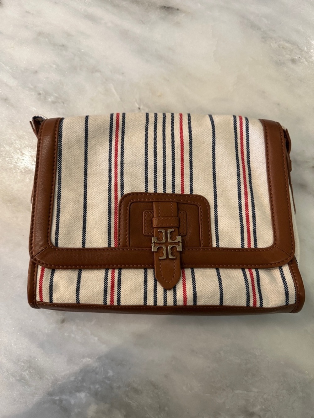Tory Burch Striped Canvas Crossbody Bag